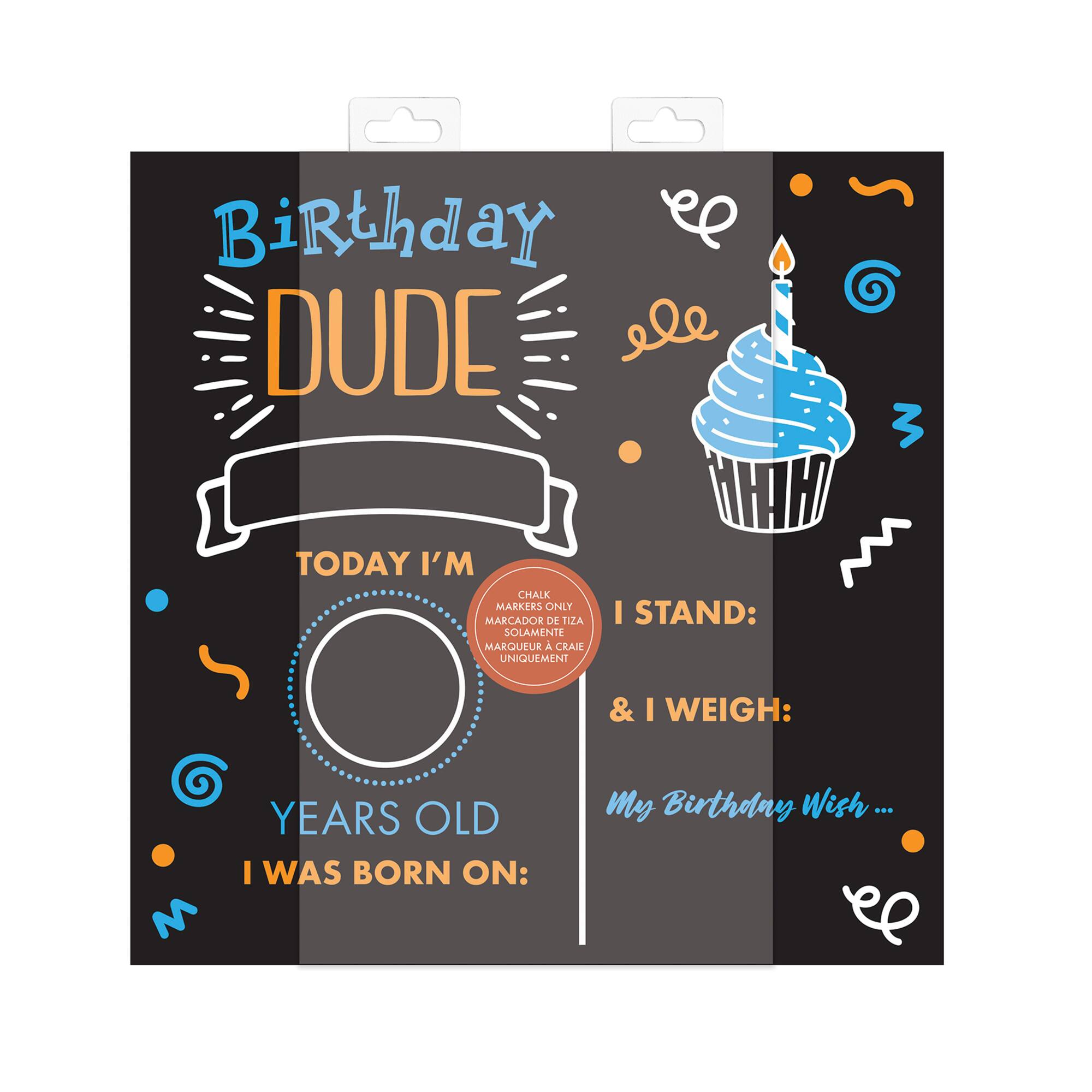 RoomMates 12" Double-Sided Birthday Dude Chalkboard